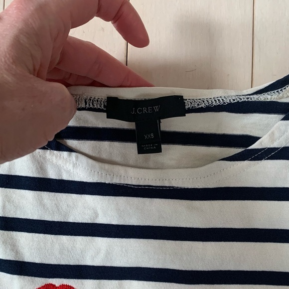 JCREW Embroidered Breton Striped Top Long Sleeve - Picture 2 of 5